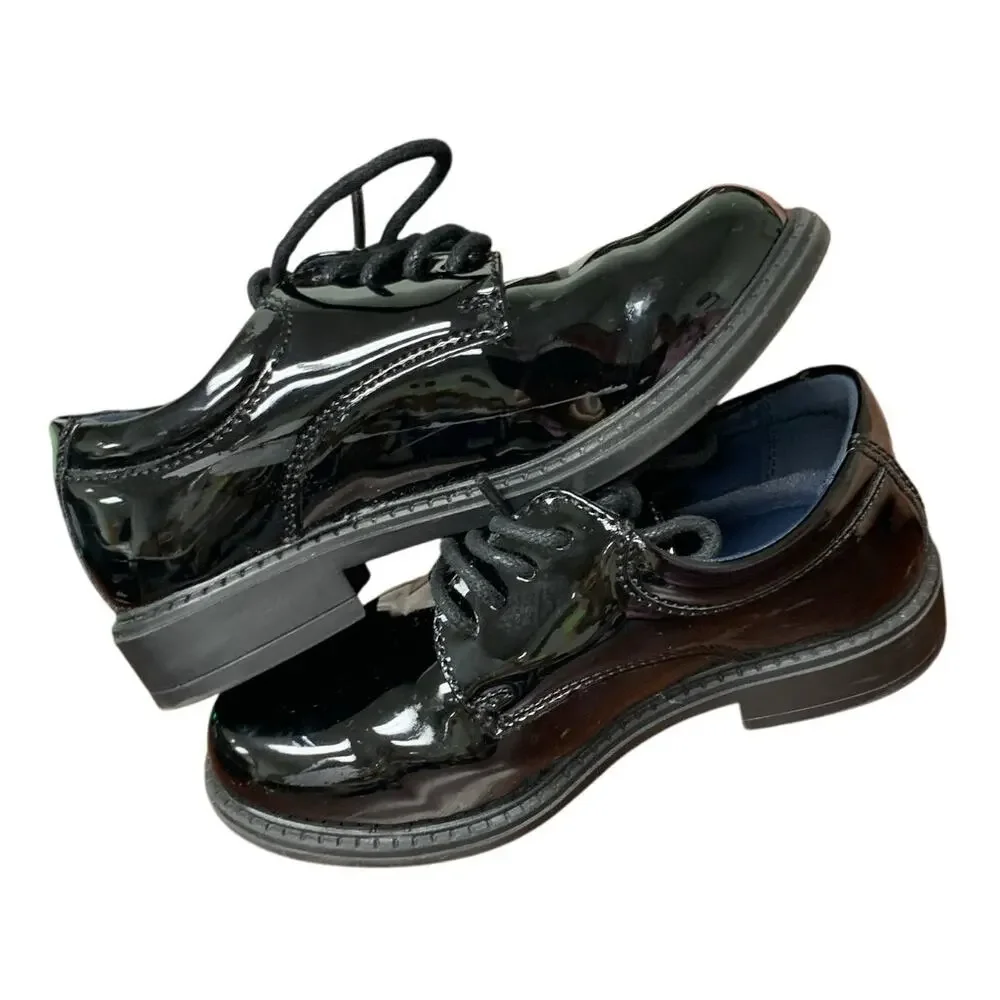 Bruno Marc Toddler Boys Size 10 Black Faux Leather Classic Oxfords Dress Shoes